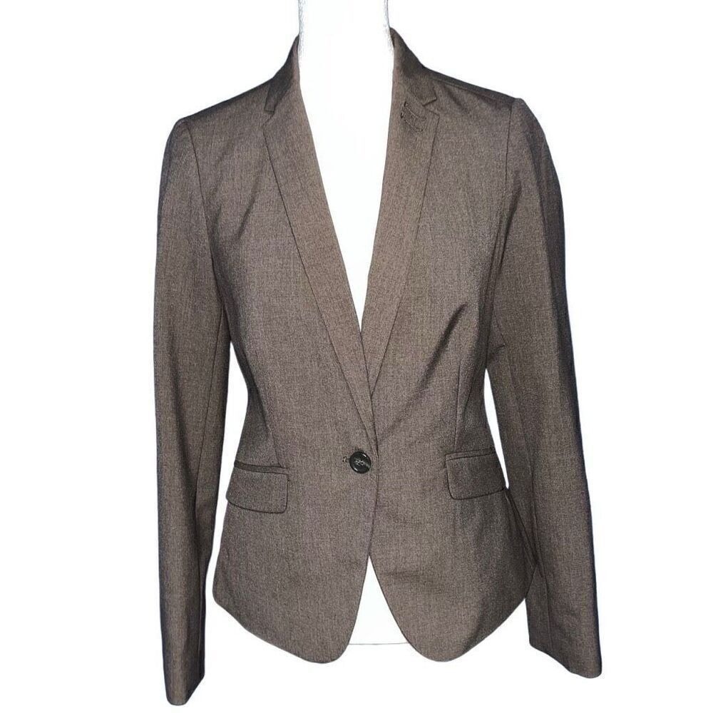 The Limited Collection Womens Brown Heathered Single Button Blazer Jacket Size 0